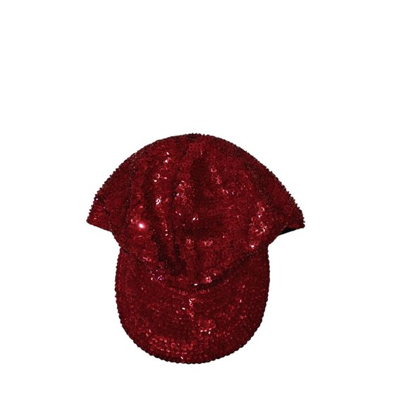 Red Vintage Sassy Sequined & Beaded Glam Newsboy Cabbie Cap Adjustable Casual - Picture 10 of 11